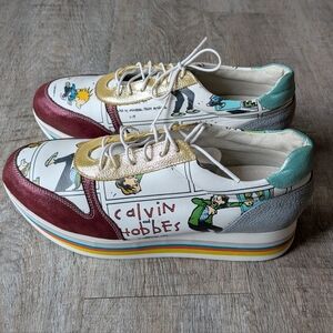 Girotti Calvin and Hobbes Custom Luxury Sneakers, Size 41 EU / US 10